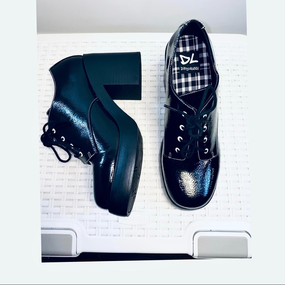 Dirty Laundry Platform Black Patent Gatsby Derby Oxfords Dark Academia - Picture 17 of 17